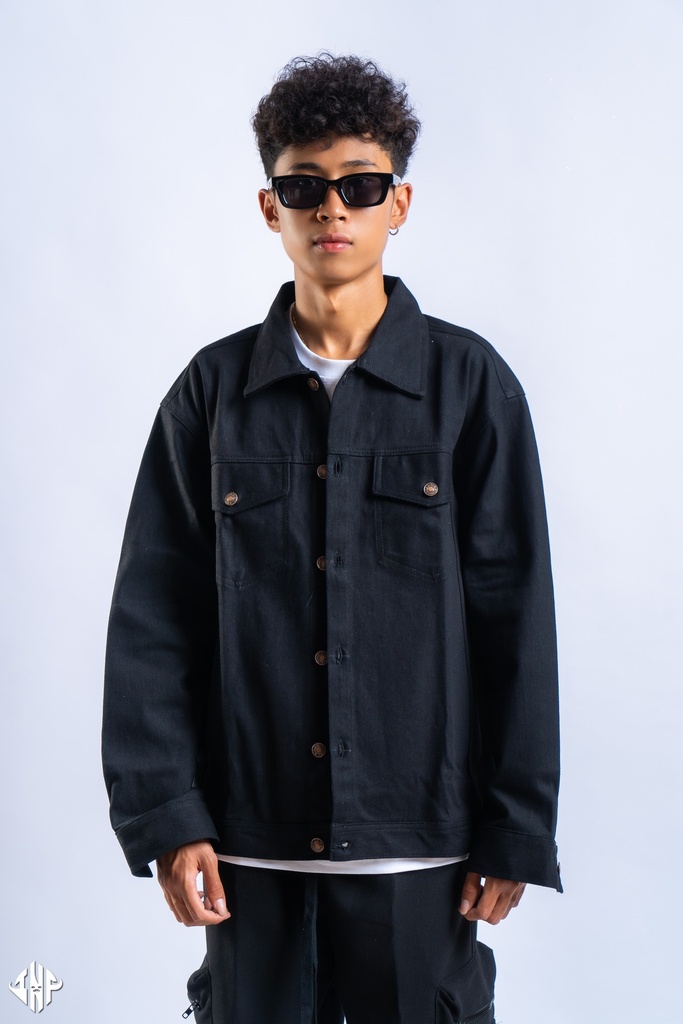 J004LBLACK DENIM JACKET 2