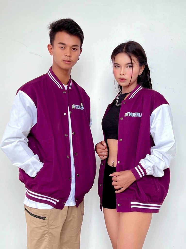 J006MPURPLE VARSITY JACKET [BEAR]