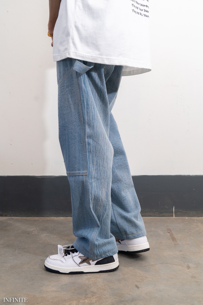 LP009LBLUE INF BAGGY WASH DENIM