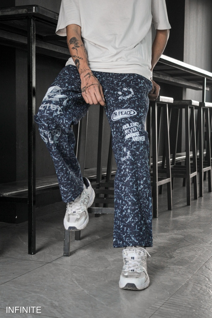LP026LOCEANBLUE PATTERN JEANS [PRINT]