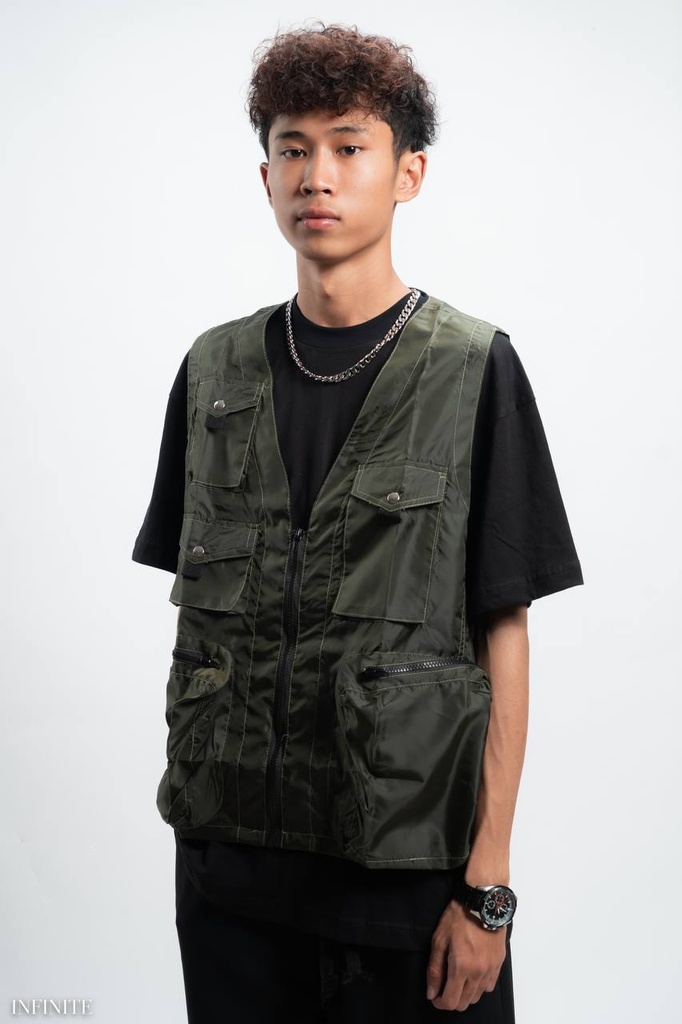 V001XLGREEN NYLON VEST